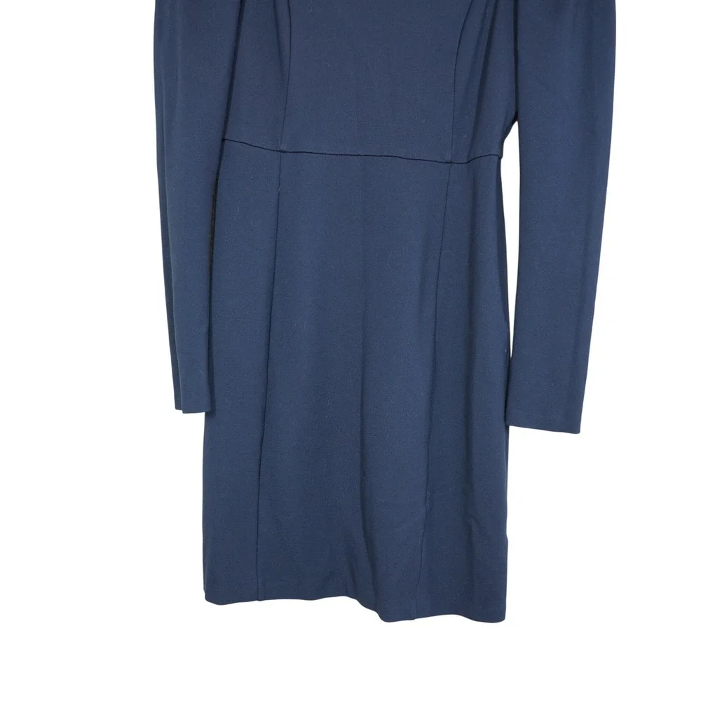 Boden Size 6 Navy Blue Square Neck Puff Shoulder Mini Dress Long Sleeve Fall